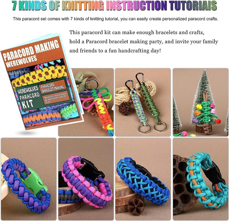 WEREWOLVES 80 Colors Paracord Cord, 550 Paracord Bracelet Crafting Combo Kits with Instruction - Multifunction Paracord Ropes, 10 Feet Each Parachute Cord for DIY Manual Braiding Supplies - Image 5